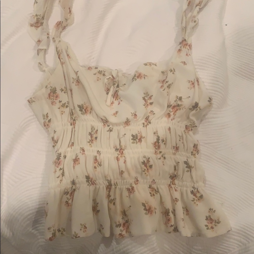 reformation grenaldine top smocked floral tank